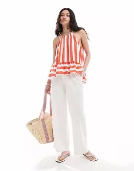 Топ на бретельках ASOS DESIGN с баской в полоску