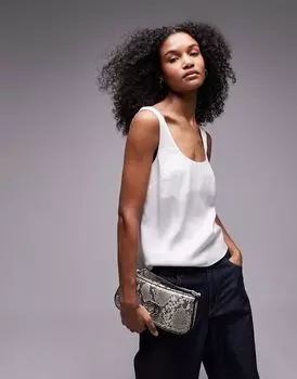 Топ на бретельках цвета слоновой кости с U-образным вырезом Topshop