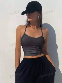 Топ на бретельках Dazy приталенного кроя, темно-серый