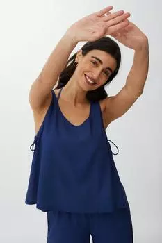 Топ на бретельках Dobby Swing из вискозы с завязками по бокам Debenhams, синий