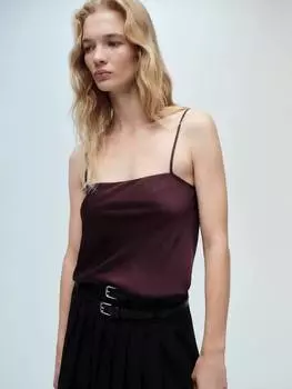 Топ на бретельках из атласа pluma Mango, темно-красный