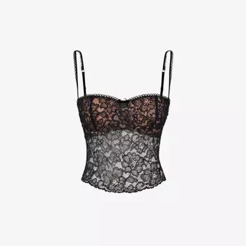 Топ на бретельках Jacinta из эластичного кружева с цветочным принтом House Of Cb, черный