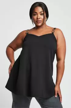 Топ на бретельках Limited с двойной металлической отделкой Yours, черный