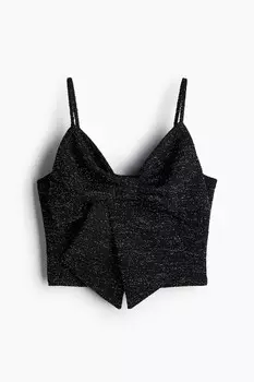 Топ на бретельках с бантиком H&M, черный
