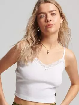 Топ на бретельках с кружевной отделкой в рубчик Superdry, оптика