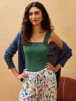 Топ на бретельках с кружевной отделкой Brora, изумруд