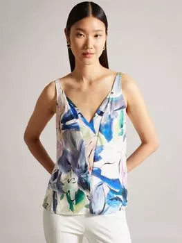 Топ на бретельках с V-образным вырезом Ted Baker Hariyat, Белый/Мульти
