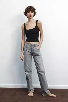 Топ на бретельках с застежками ZARA, черный