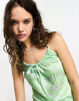 Топ на бретельках с зеленым цветочным принтом в стиле Reclaimed Vintage