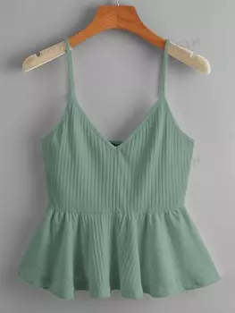 Топ на бретельках Shein WYWH в рубчик, мятно-зеленый