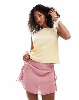 Топ на бретелях ASOS DESIGN из льняной смеси цвета пахты