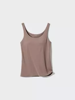 Топ на бретелях с чашечками airism Uniqlo, коричневый