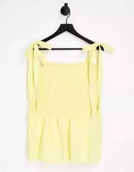 Топ на бретелях с гофрированными сборками Simply Be лимонно-желтого цвета