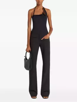 Топ на бретелях с кружевной отделкой Courrges, черный