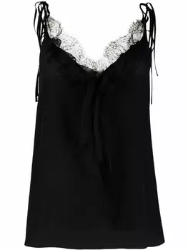Топ на бретелях с кружевом Alexander McQueen, черный