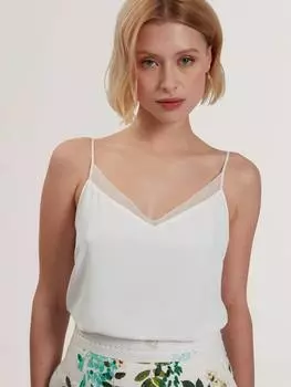 Топ на бретелях с шифоновой вставкой из лулео Ted Baker, белый