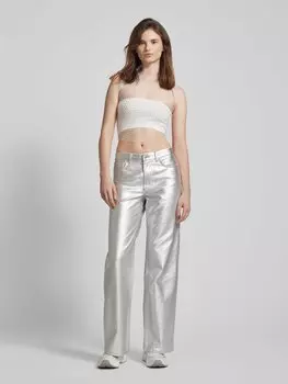 Топ на бретелях в сеточку, модель «XENIA» Noisy May, серебряный