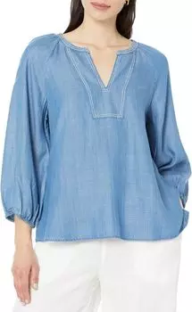 Топ на каждый день из шамбре с рукавами 3/4 Tommy Bahama, цвет Medium Marina Wash