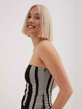 Топ NA-KD, серый/черный