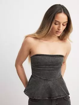 Топ NA-KD Top, серый деним