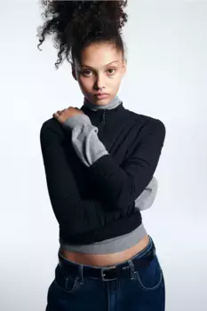 Топ на молнии H&M, черный