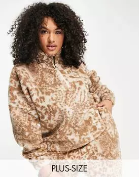 Топ на молнии с длинными рукавами и воротником-стойкой ASOS 4505 Curve ski borg