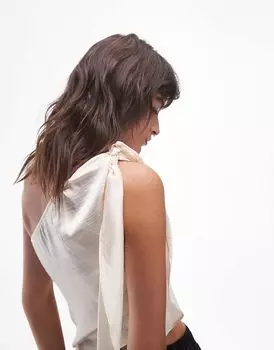 Топ на одно плечо цвета слоновой кости Topshop