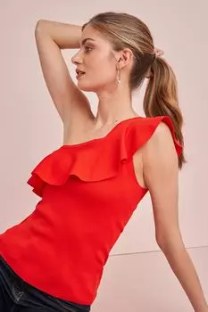 Топ на одно плечо с оборками Next, красный
