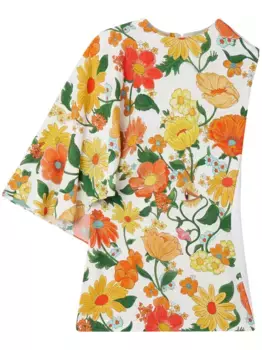 Топ на одно плечо с принтом Lady Garden STELLA MCCARTNEY, оранжевый