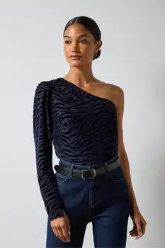 Топ на одно плечо с принтом «Зебра» Ro&Zo, синий