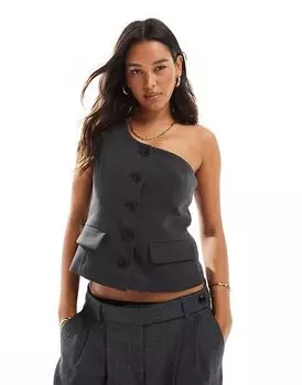 Топ на одно плечо серого цвета ONLY