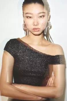 Топ на одно плечо со сборками H&M, черный