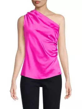 Топ на одно плечо со сборками Renee C., фуксия