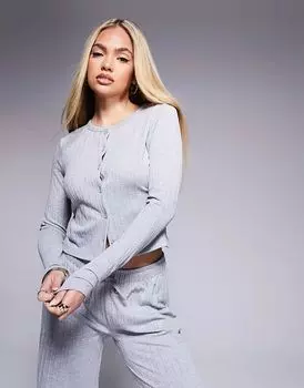 Топ на пуговицах ASOS DESIGN серого цвета с косичной вязкой