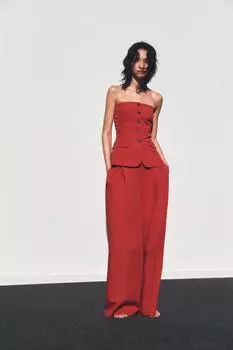 Топ на пуговицах без бретелек ZARA, красный