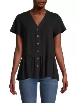 Топ на Пуговицах Love Sadie с баской, черный