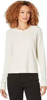 Топ на пуговицах с длинными рукавами и необработанным вырезом Three Dots, цвет Rainy Day