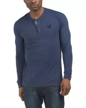 Топ на пуговицах с длинными рукавами и застежкой-молнией True Religion, темно-синий/черный