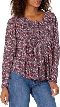 Топ на пуговицах с принтом и подвернутыми булавками Lucky Brand, цвет Navy Multi