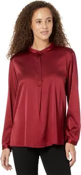 Топ на пуговицах с воротником-стойкой Eileen Fisher, цвет Deep Claret