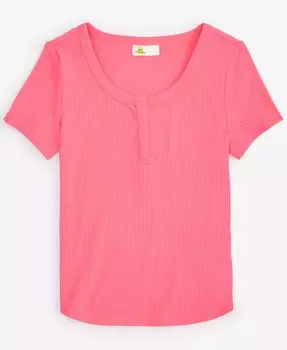 Топ на пуговицах в рубчик для девочек с короткими рукавами Epic Threads, розовый