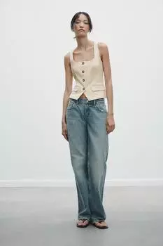 Топ на пуговицах ZARA, бежевый