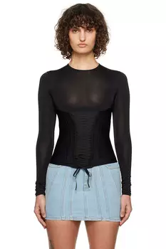 Топ на шнуровке Mugler, черный