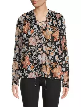Топ на Шнуровке Saks Fifth Avenue с ботаническим принтом, botanical