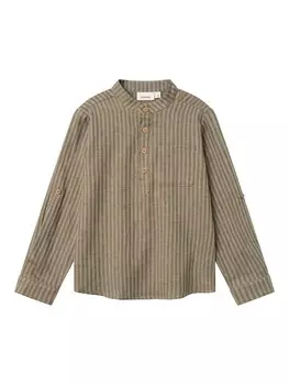 Топ NAME IT Comfort fit Button Up, оливковый