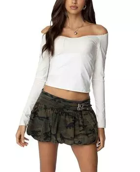 Топ Nattie с открытыми плечами и V-образным вырезом Edikted, белый