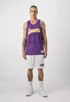 Топ NBA LOS ANGELES LAKERS REVERSIBLE PRACTICE TANK VINTAGE LOGO Mitchell & Ness, фиолетовый