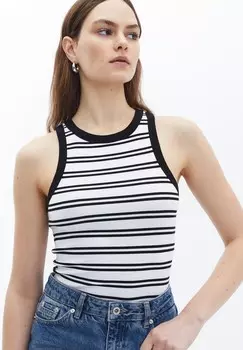 Топ NECK STRIPED SINGLET OXXO, белый