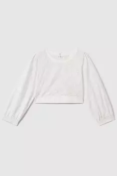 Топ Nella из хлопкового шитья с кружевом и бантом на спине Reiss, белый