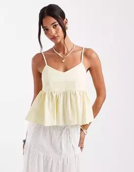 Топ New Look с баской и бретельками желтого цвета